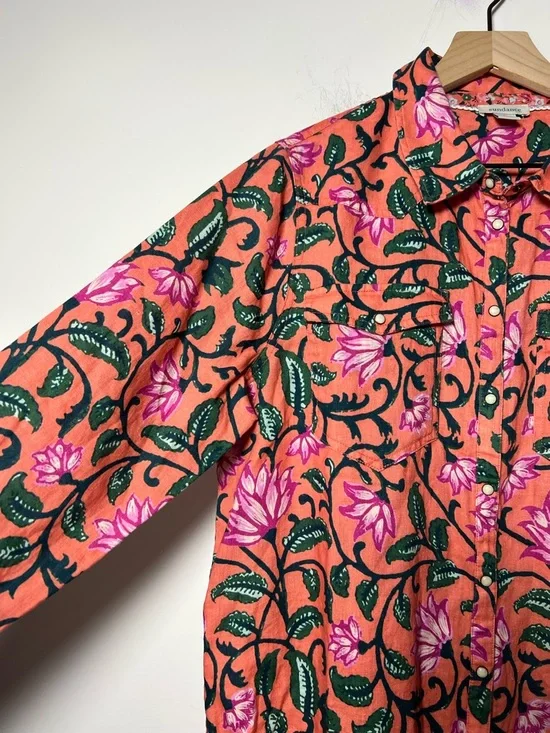 Sundance Willow 100% Linen Floral Snap Button-Down Shirt Southwestern Bohemian - Picture 6 of 12